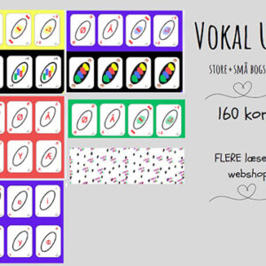 Vokal Uno. Store + små bogstaver. Lær lydene.