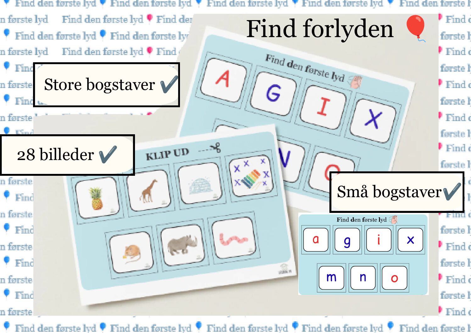 Lær bogstavernes form + lyd • Find den første lyd i ordet