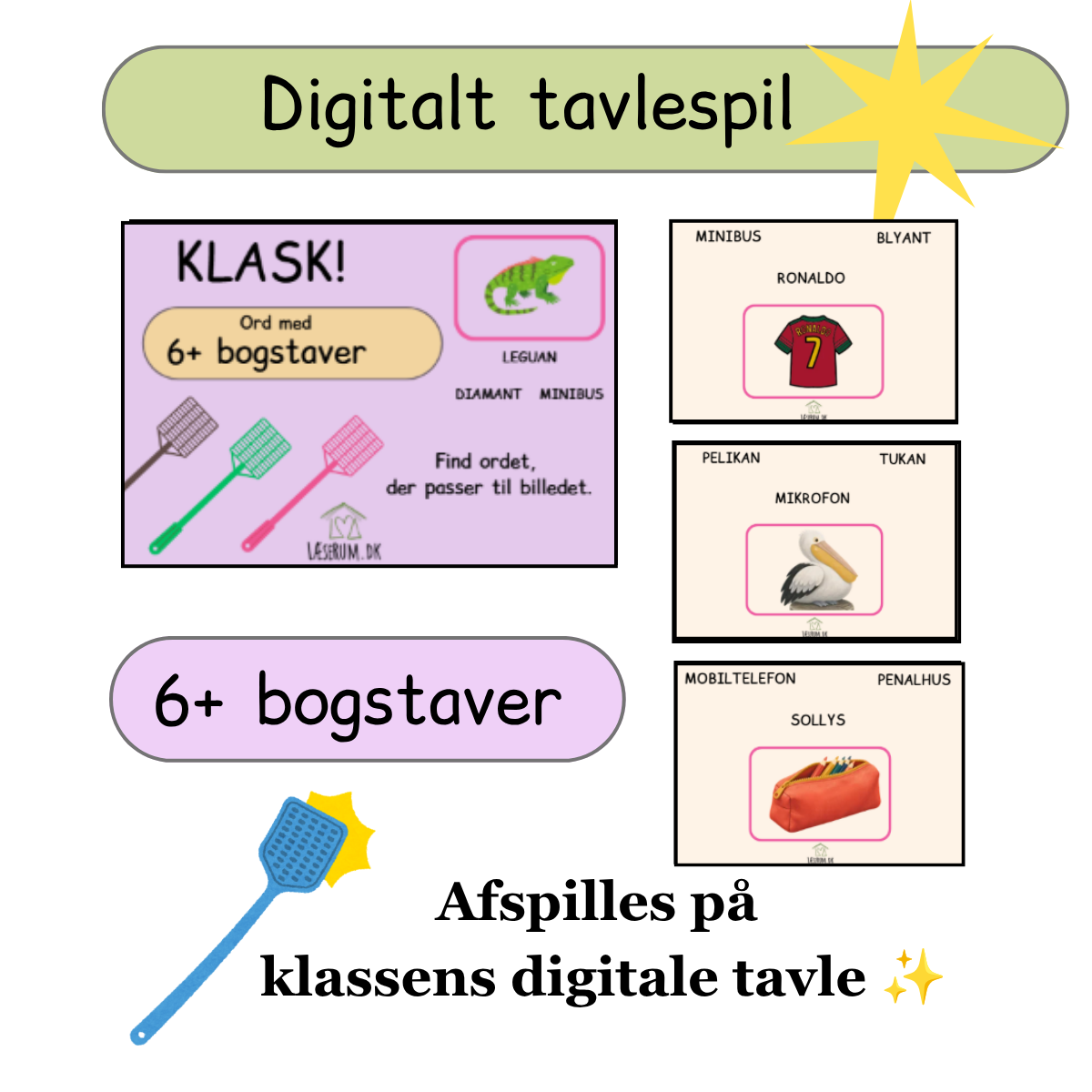 Klask – digitalt læsespil med lydrette ord på 6+ bogstaver