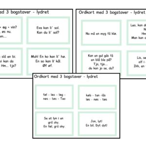 Ordkort med 3 bogstaver