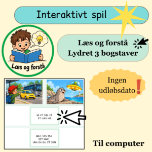 Interaktivt Læs og forstå – lydrette ord på 3 bogstaver