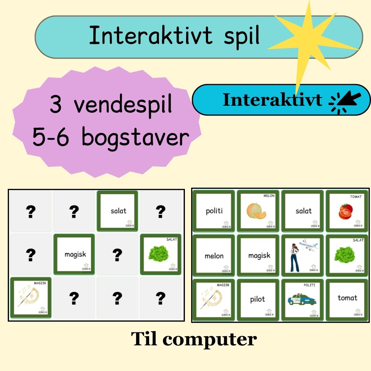 Interaktivt vendespil – lydrette ord på 5-6 bogstaver